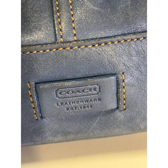 2003 Vintage Coach Leatherware Tote – Steel Blue & Cognac Leather - Picture 5 of 13